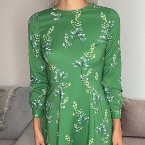 Ann Taylor LOFT Green Floral Sun Dress - Petite